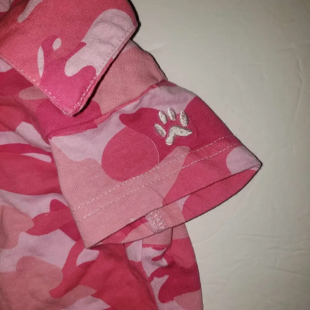 Pink Lightweight Cotton Camouflage Dog Shirt Size Small